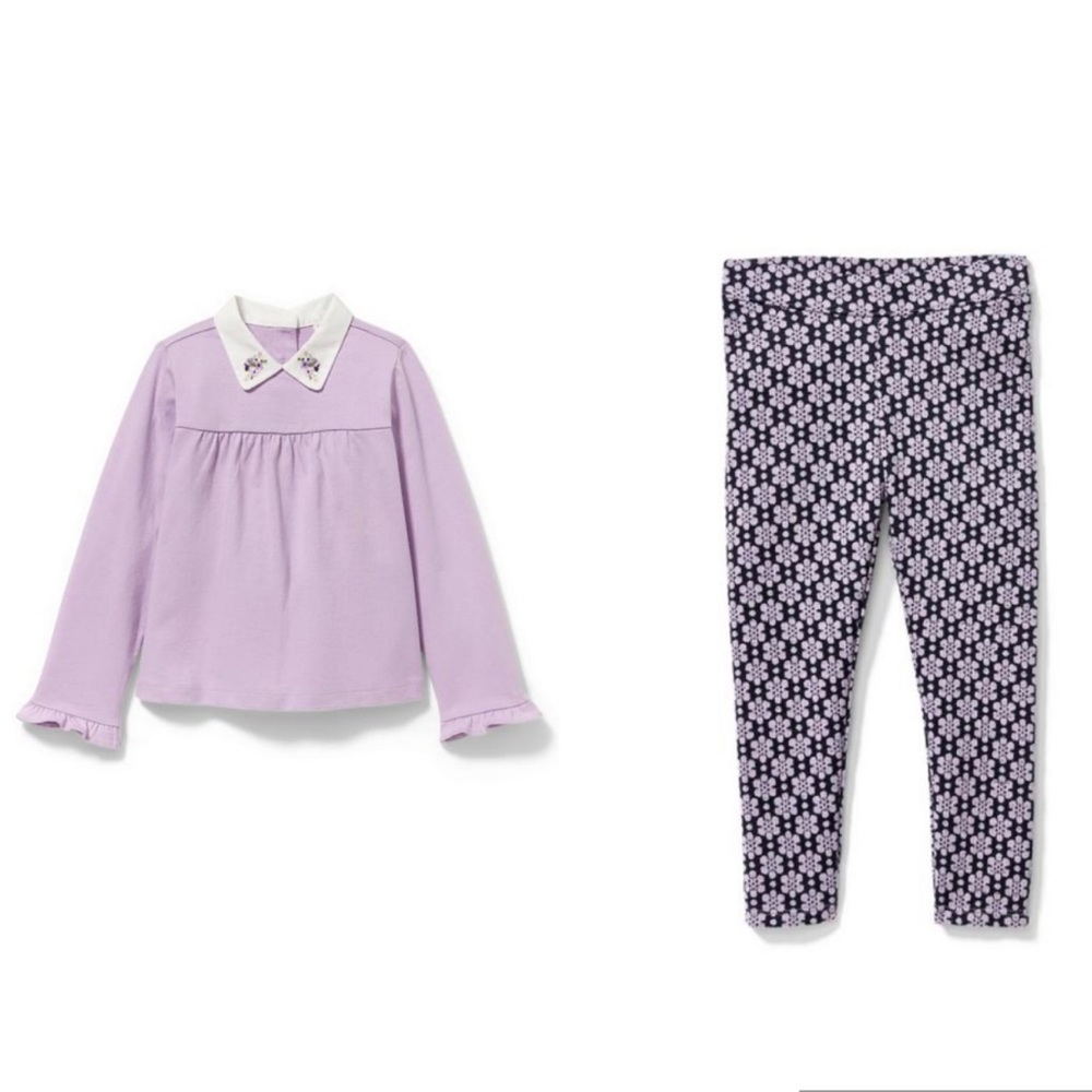 Janie and Jack Lilac, Navy Blouse and Pant Set